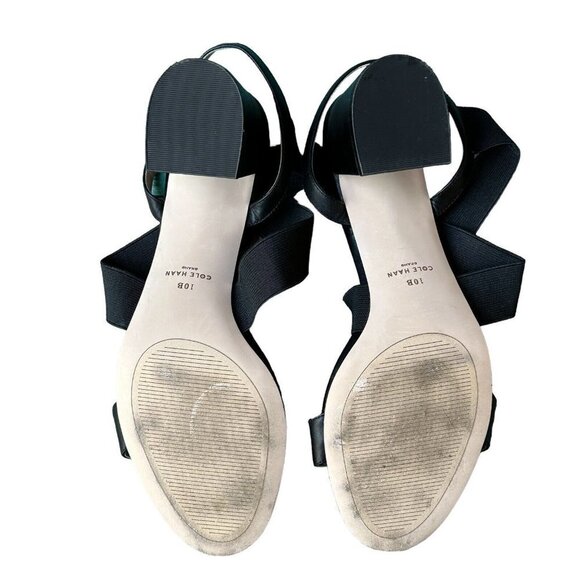 Cole Haan Strap Sandals Grand Aniston Leather Black  Elastic Women's Sz 10 B EUC - Picture 8 of 11